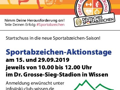 Sportabzeichen-Aktionstage am 15.09. und 29.09.2019